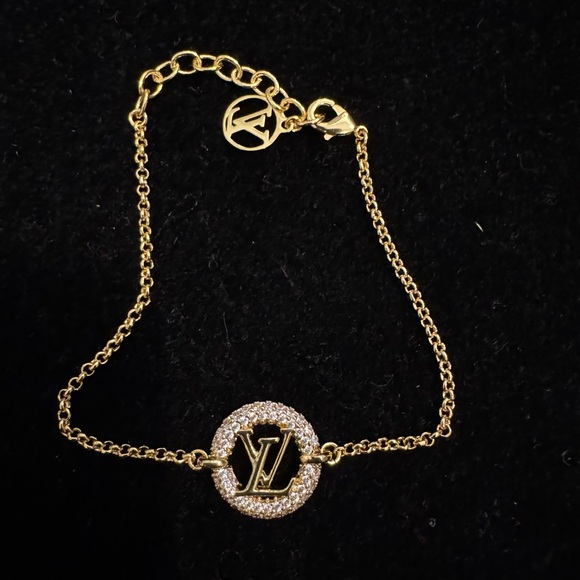 Louis Vuitton Gold Crystal Logo Bracelet M00758 - Picture 1 of 4